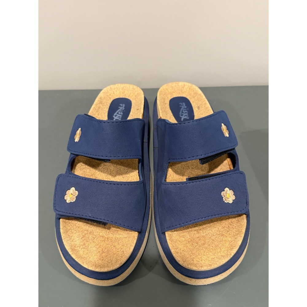 Frisky Blue Floral Slip On Sandal Adjustable Strap Platform Slides Women 9.5